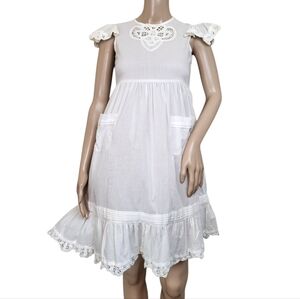 Daisy Kingdom White Pleated Scalloped Lace Kids Dress 7